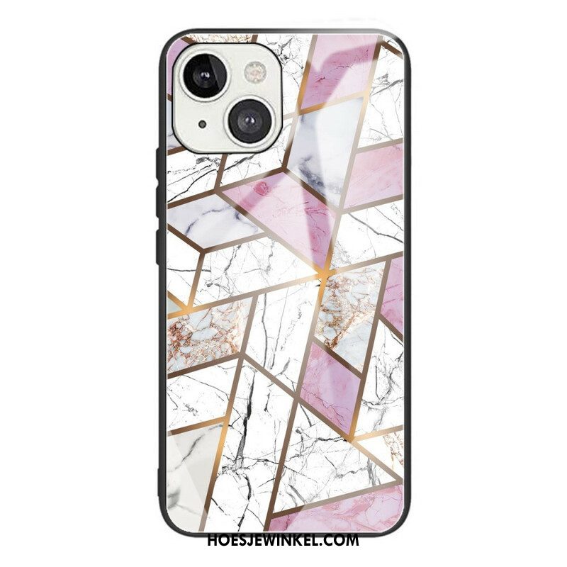 Hoesje voor iPhone 13 Mini Geometrie Marmer Gehard Glas