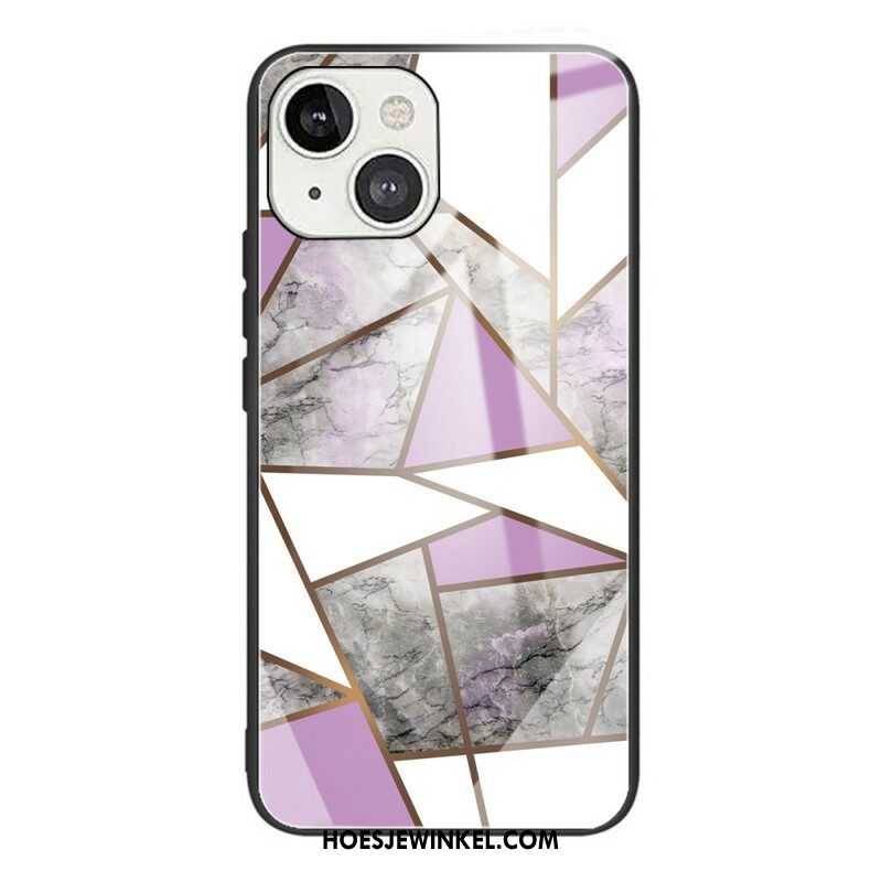 Hoesje voor iPhone 13 Mini Geometrie Marmer Gehard Glas