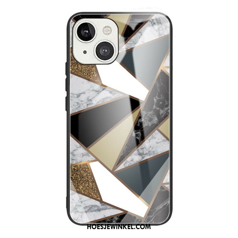 Hoesje voor iPhone 13 Mini Geometrie Marmer Gehard Glas