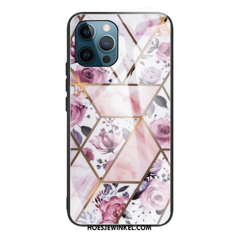 Hoesje voor iPhone 13 Pro Geometrie Marmer Gehard Glas