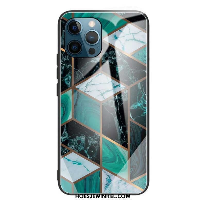 Hoesje voor iPhone 13 Pro Geometrie Marmer Gehard Glas