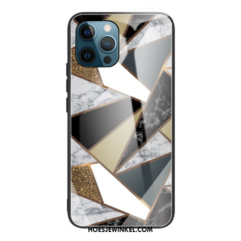 Hoesje voor iPhone 13 Pro Geometrie Marmer Gehard Glas