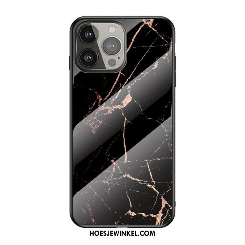 Hoesje voor iPhone 13 Pro Marmeren Kleuren Gehard Glas