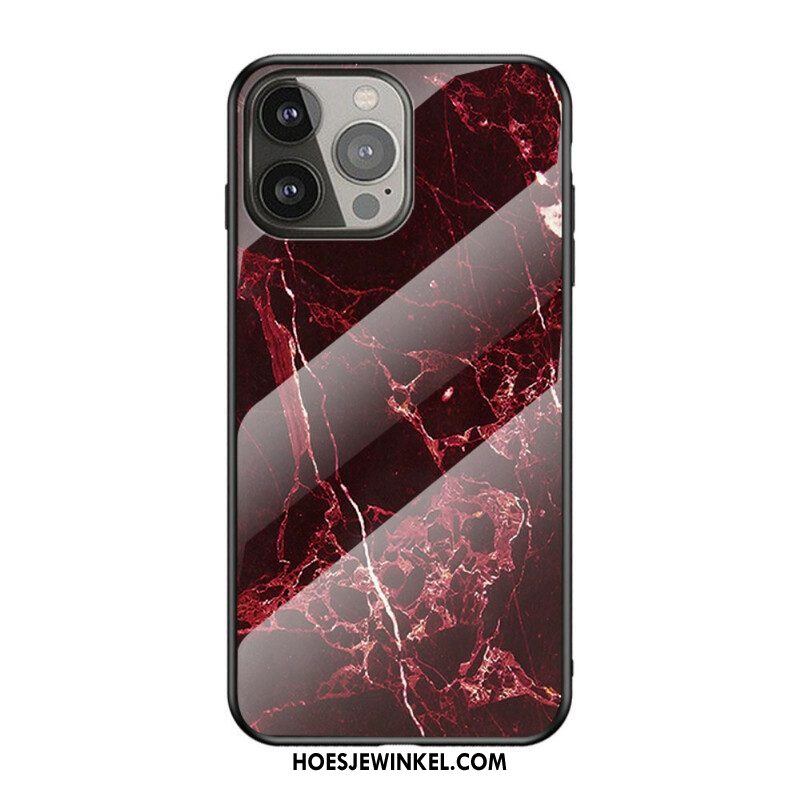 Hoesje voor iPhone 13 Pro Marmeren Kleuren Gehard Glas