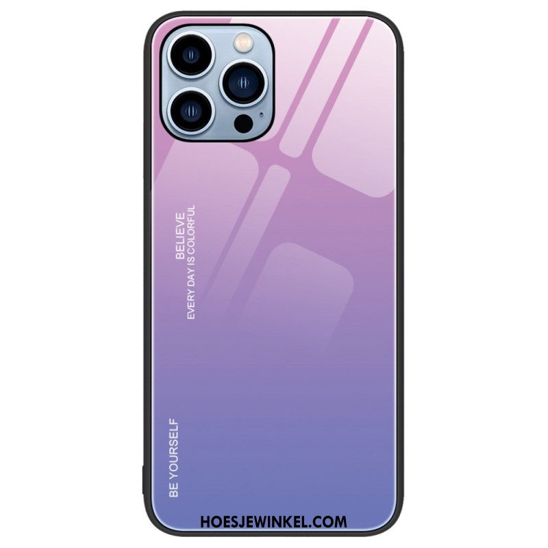 Hoesje voor iPhone 14 Pro Gehard Glas Wees Jezelf