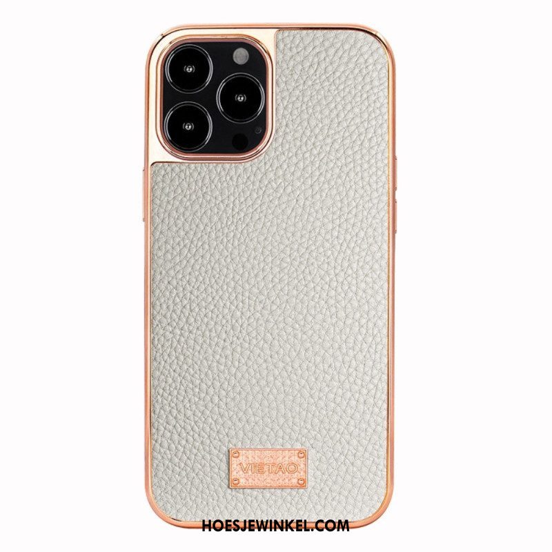 Hoesje voor iPhone 14 Pro Max Kunstleer Lychee Vietao