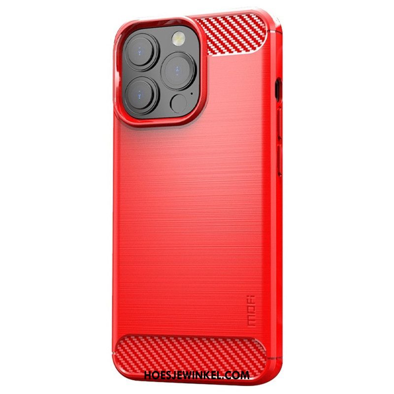 Hoesje voor iPhone 14 Pro Max Mofi Geborsteld Koolstofvezel