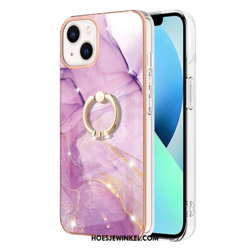 Hoesje voor iPhone 15 Plus Marmeren Stijl Met Steunring