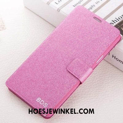 Huawei P Smart Hoesje Folio Leren Etui Roze, Huawei P Smart Hoesje Mobiele Telefoon Bescherming