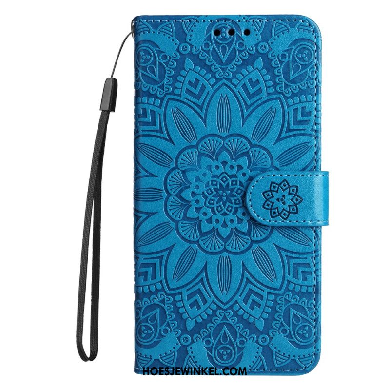 Leren Hoesje Huawei Nova 11 Pro Zonnebloem Met Riempje Bescherming Hoesje