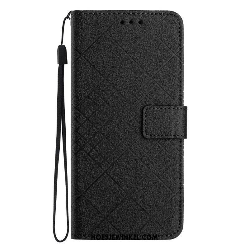 Leren Hoesje Oppo Reno 11f 5g Diamantbandpatroon Bescherming Hoesje