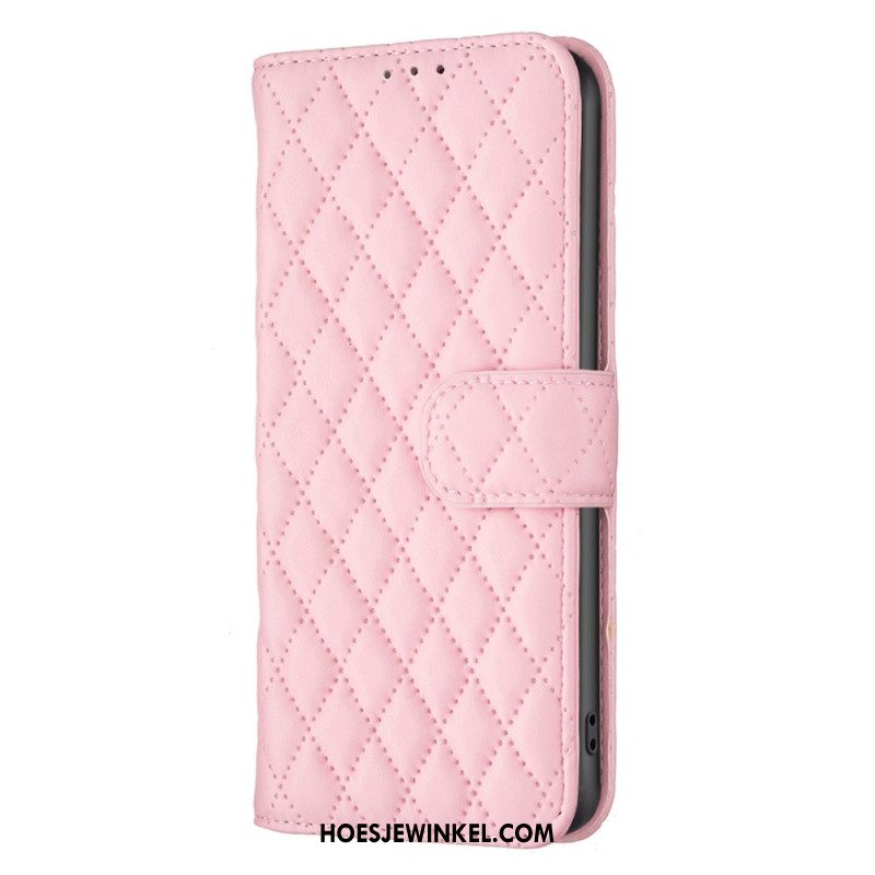 Leren Hoesje Oppo Reno 11f 5g Gewatteerde Binfen Kleur Bescherming Hoesje