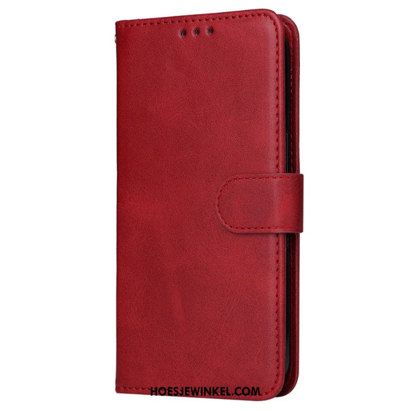 Leren Hoesje Oppo Reno 12 5g Effen Kunstleer Met Riem Bescherming Hoesje