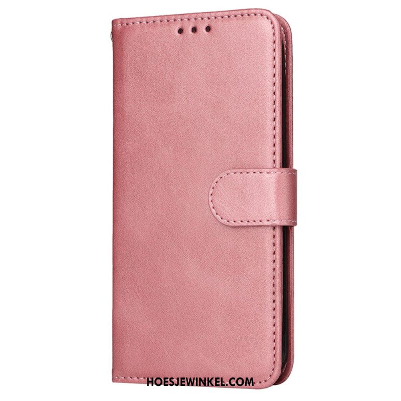 Leren Hoesje Oppo Reno 12 5g Effen Kunstleer Met Riem Bescherming Hoesje