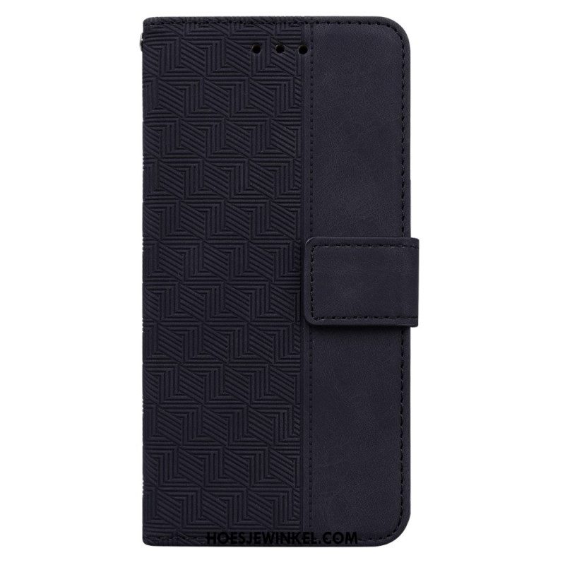 Leren Hoesje Oppo Reno 12 5g Geweven Patroon Met Bandjes Bescherming Hoesje