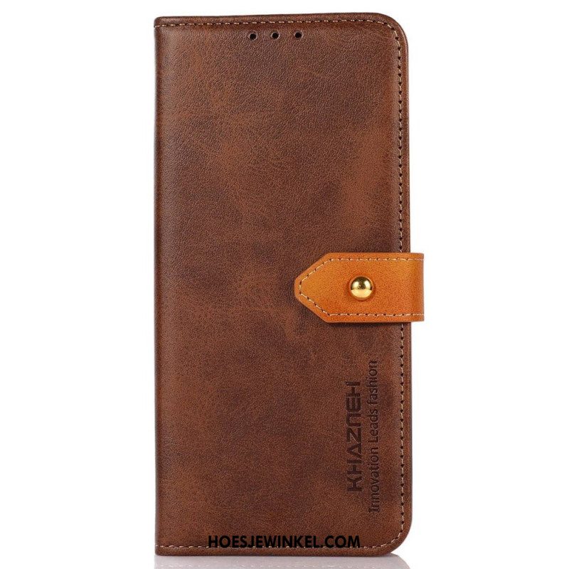 Leren Hoesje Oppo Reno 12 5g Gouden Sluiting Khazneh Bescherming Hoesje