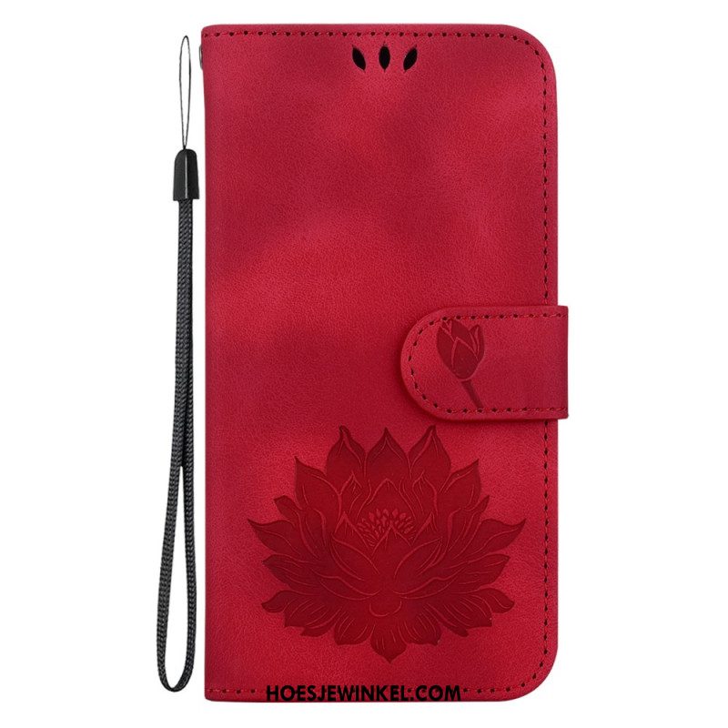 Leren Hoesje Oppo Reno 12 5g Lotusbloem Bescherming Hoesje