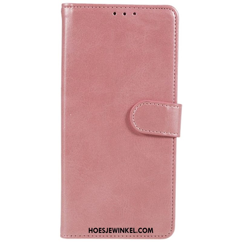 Leren Hoesje Samsung Galaxy A15 5g Effen Leerstijl Met Riem Bescherming Hoesje