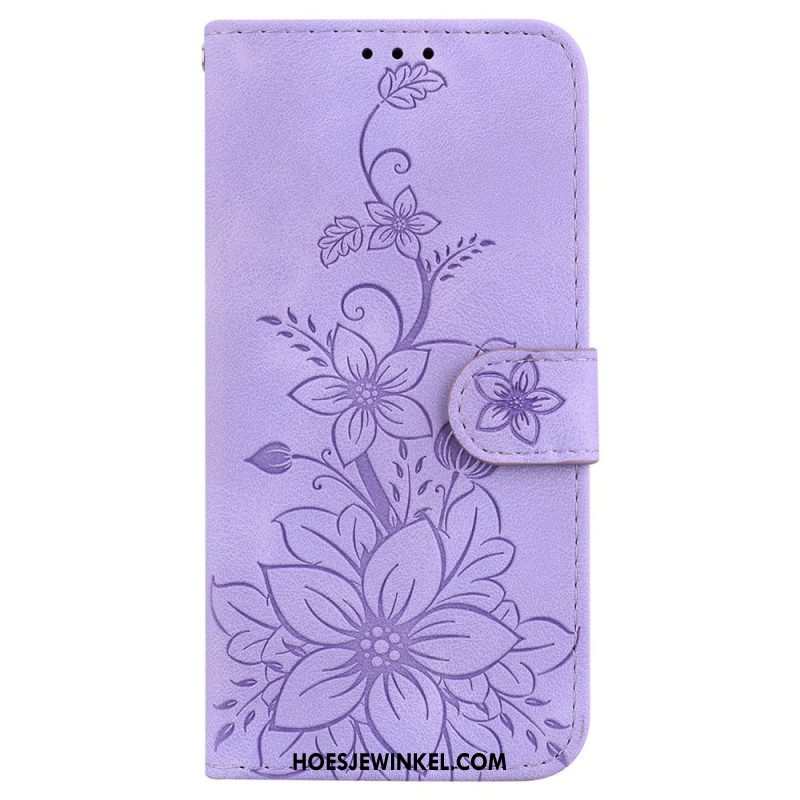 Leren Hoesje Samsung Galaxy S24 5g Bandje Bloemen Bescherming Hoesje