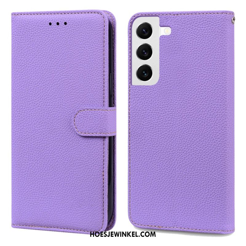 Leren Hoesje Samsung Galaxy S24 5g Litchi Kunstleer Met Riem Bescherming Hoesje