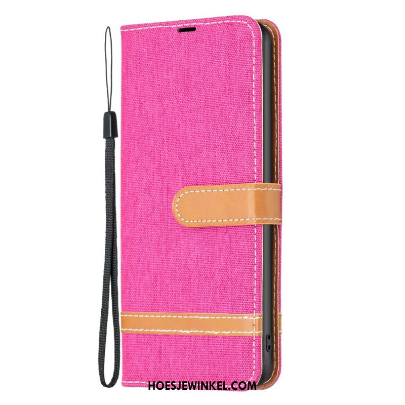 Leren Hoesje Samsung Galaxy S24 5g Stof Met Band