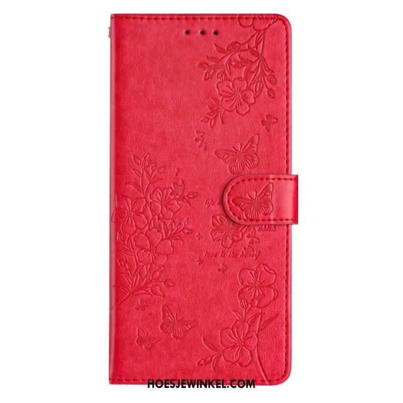 Leren Hoesje Samsung Galaxy S24 Fe Bloemen Bescherming Hoesje