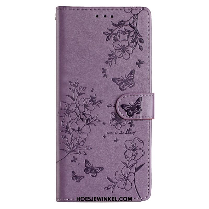 Leren Hoesje Samsung Galaxy S24 Fe Bloemen Bescherming Hoesje