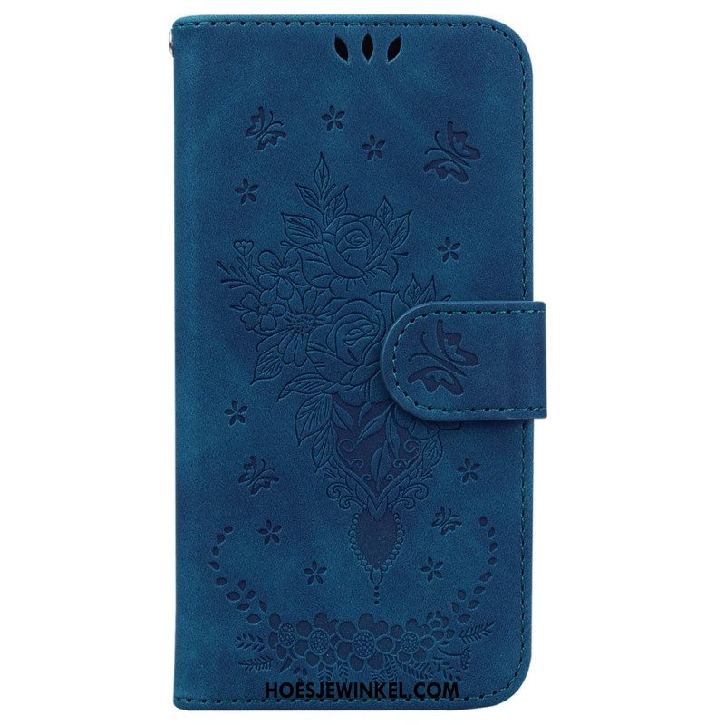 Leren Hoesje Samsung Galaxy S24 Fe Boeket Rozen Met Riem