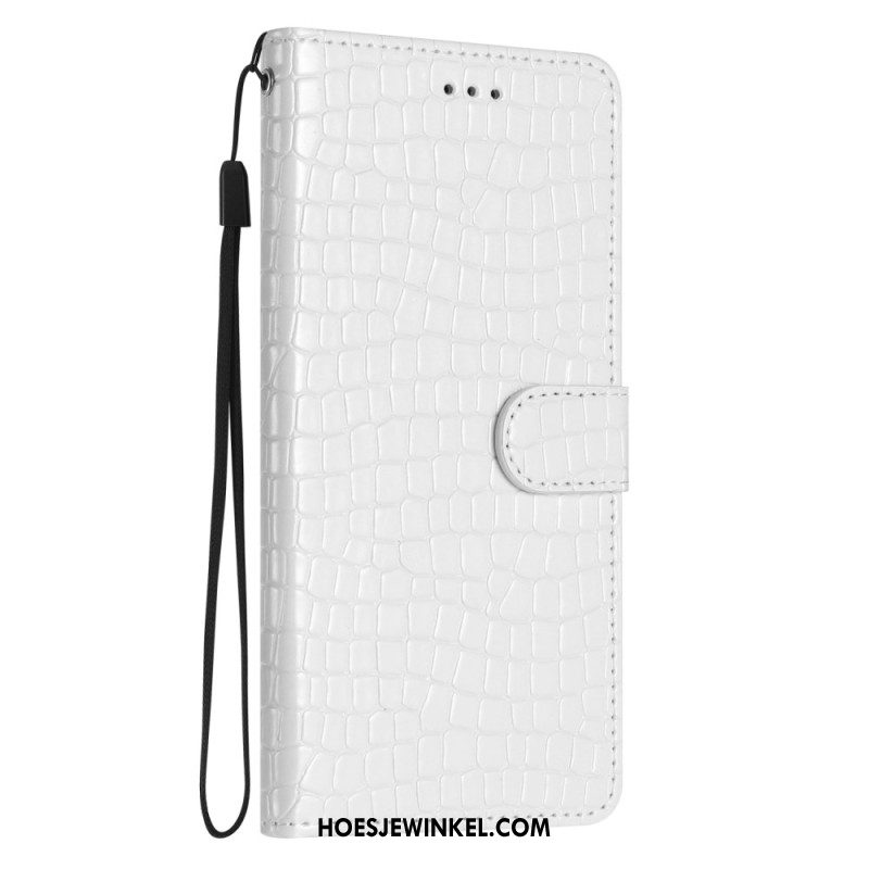 Leren Hoesje Samsung Galaxy S24 Fe Krokodilstijl Met Riem Bescherming Hoesje