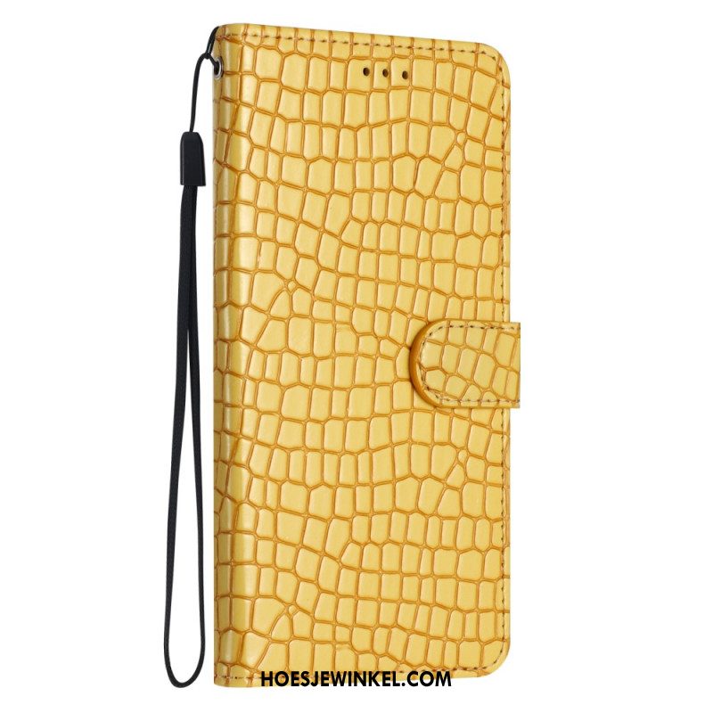 Leren Hoesje Samsung Galaxy S24 Fe Krokodilstijl Met Riem Bescherming Hoesje