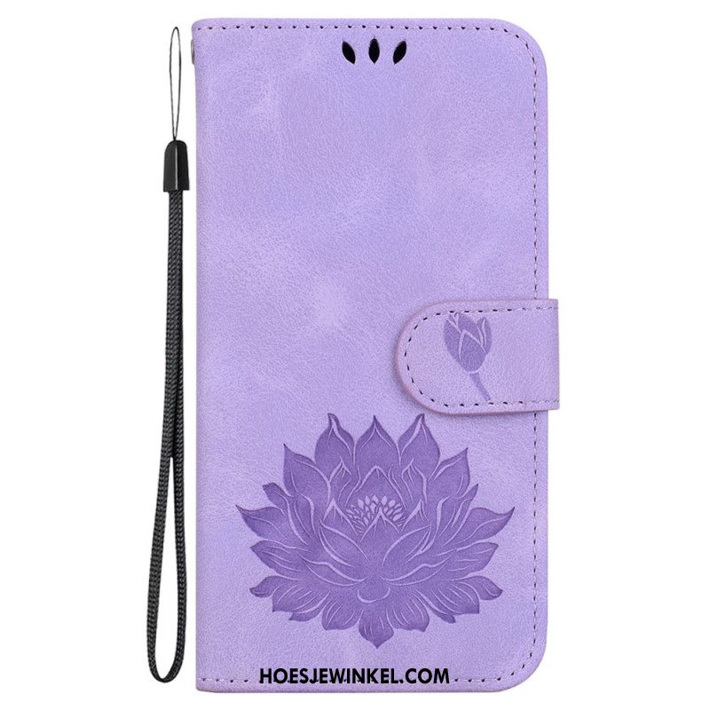 Leren Hoesje Samsung Galaxy S24 Fe Lotusbloem Bescherming Hoesje