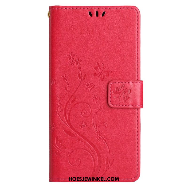 Leren Hoesje Samsung Galaxy S24 Fe Patroon Met Vlinders En Bloemen Bescherming Hoesje