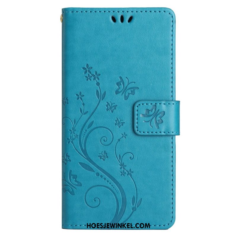 Leren Hoesje Samsung Galaxy S24 Fe Patroon Met Vlinders En Bloemen Bescherming Hoesje