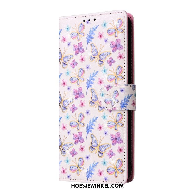 Leren Hoesje Samsung Galaxy S24 Fe Rfid Blokkerende Fleurettes Bescherming Hoesje