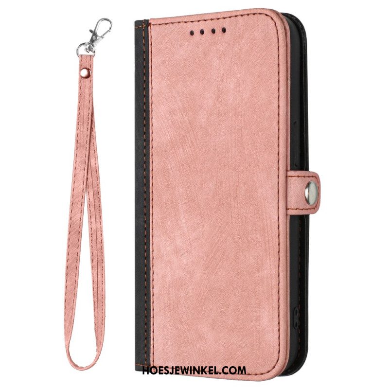 Leren Hoesje Samsung Galaxy S24 Plus 5g Tweekleurige Band Bescherming Hoesje