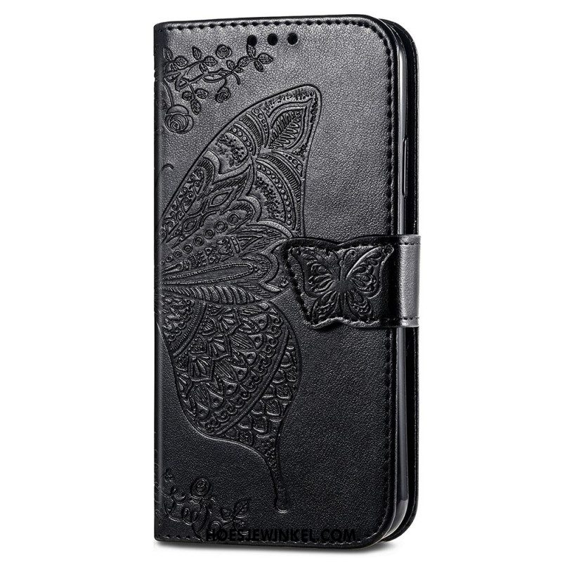 Leren Hoesje Samsung Galaxy S24 Ultra 5g Barok Vlinder Met Riem Bescherming Hoesje