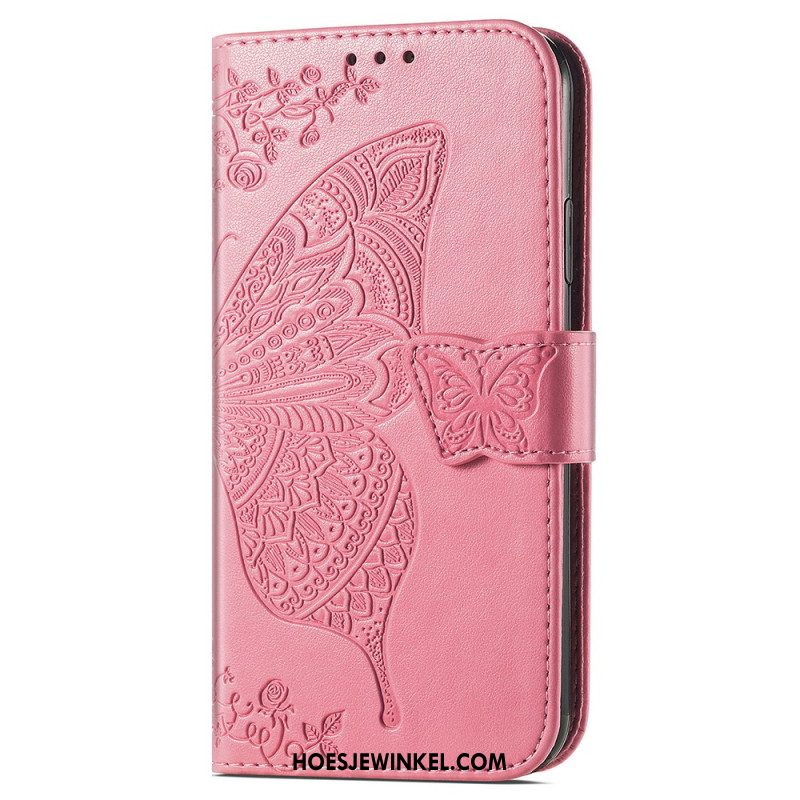 Leren Hoesje Samsung Galaxy S24 Ultra 5g Barok Vlinder Met Riem Bescherming Hoesje