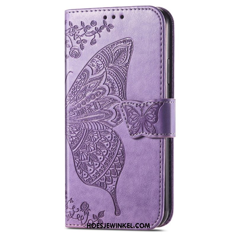 Leren Hoesje Samsung Galaxy S24 Ultra 5g Barok Vlinder Met Riem Bescherming Hoesje