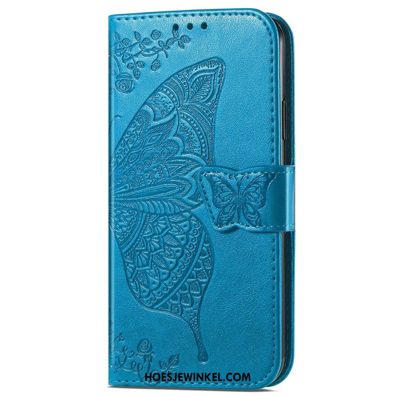 Leren Hoesje Samsung Galaxy S24 Ultra 5g Barok Vlinder Met Riem Bescherming Hoesje