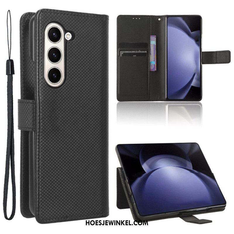 Leren Hoesje Samsung Galaxy Z Fold 6 Strappunten Bescherming Hoesje