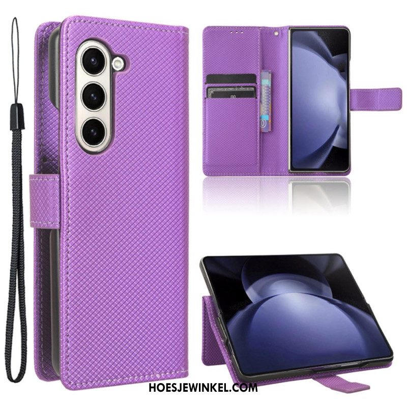 Leren Hoesje Samsung Galaxy Z Fold 6 Strappunten Bescherming Hoesje