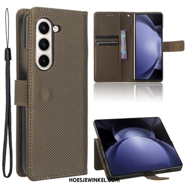 Leren Hoesje Samsung Galaxy Z Fold 6 Strappunten Bescherming Hoesje