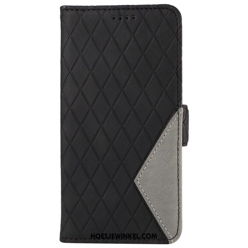 Leren Hoesje Voor Oppo Reno 12 5g Diamantafdrukken Met Riem