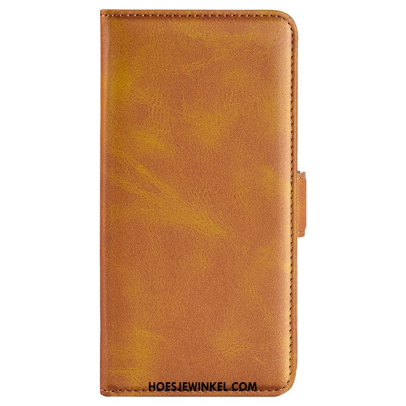 Leren Hoesje Voor Oppo Reno 12 5g Foliostijl Met Dubbele Sluiting