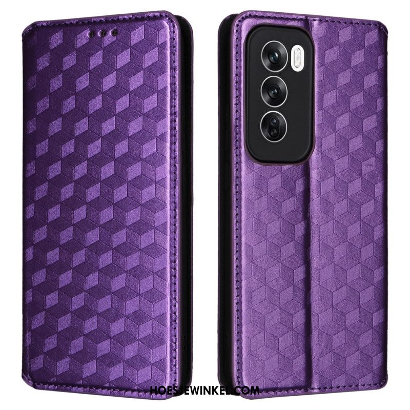 Leren Hoesje Voor Oppo Reno 12 Pro 5g 3d-ruitpatroon