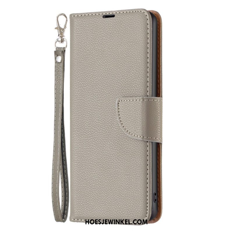 Leren Hoesje Voor Samsung Galaxy A15 Litchi Lederen Stijl Met Riem