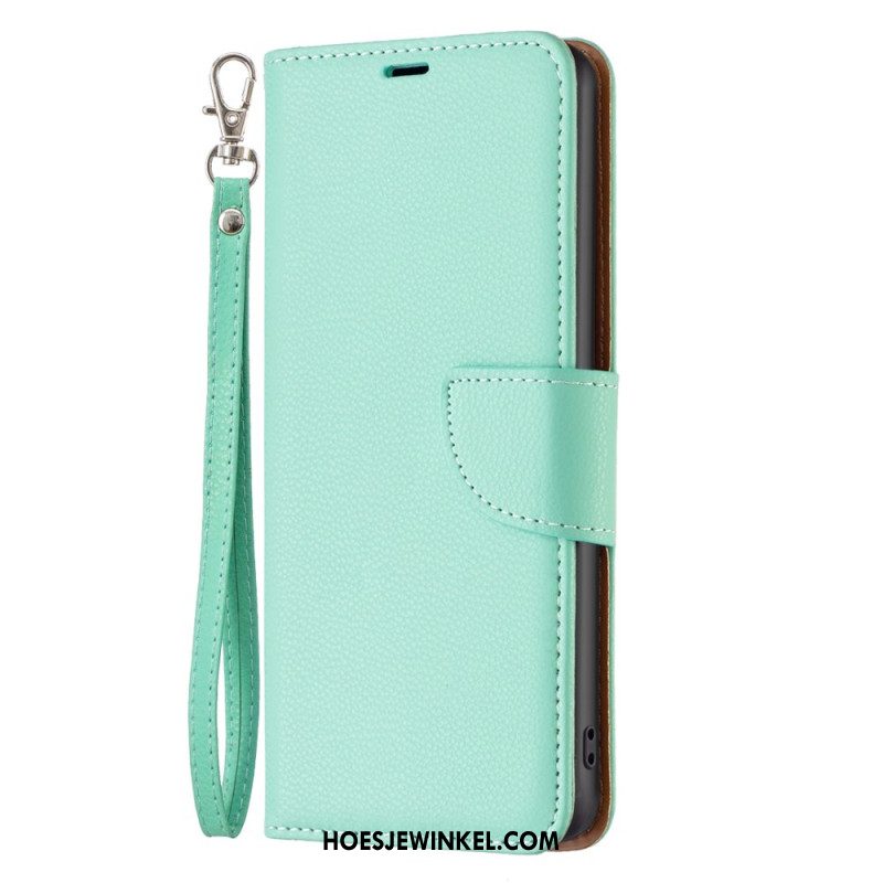 Leren Hoesje Voor Samsung Galaxy A15 Litchi Lederen Stijl Met Riem