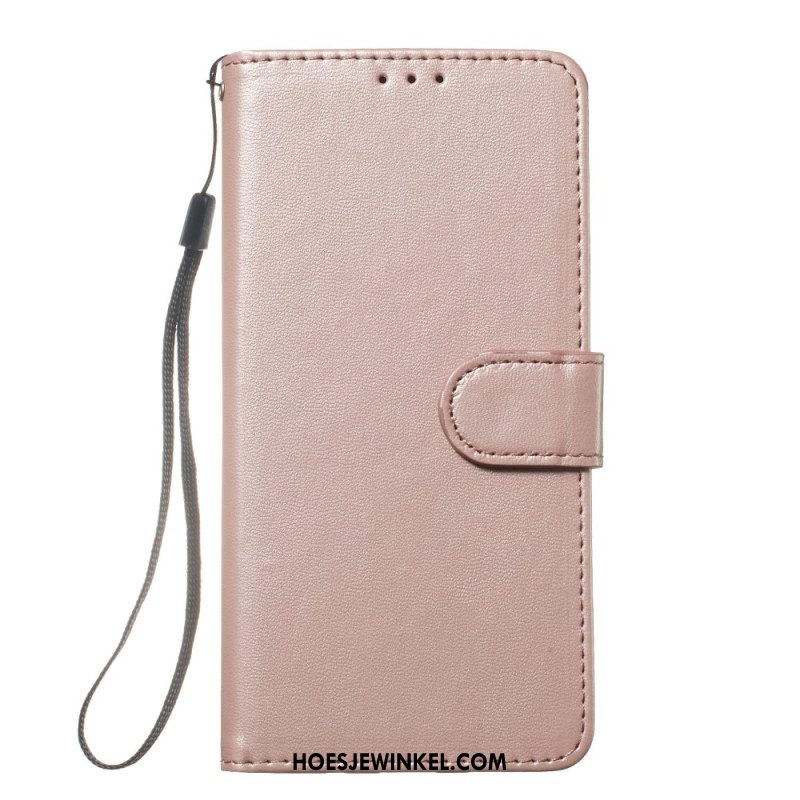 Leren Hoesje Voor Samsung Galaxy A16 5g Effen Met Riem