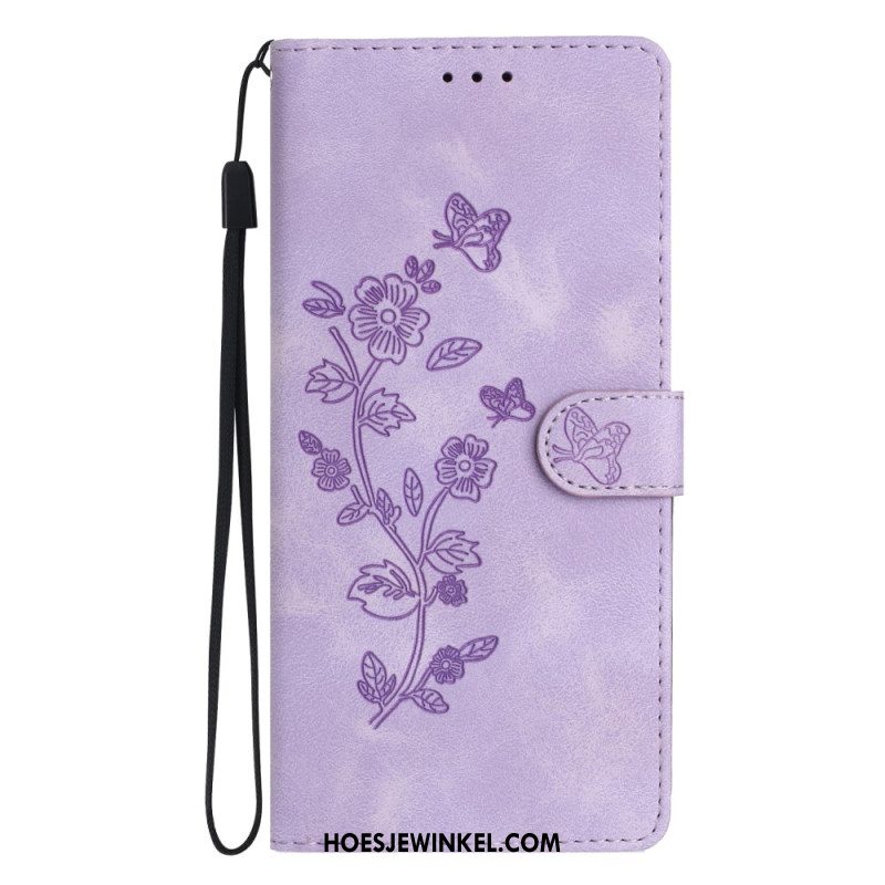 Leren Hoesje Voor Samsung Galaxy A16 5g Stijlvol Bloemen