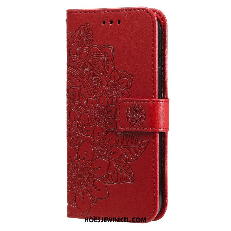 Leren Hoesje Voor Samsung Galaxy S24 5g Bloemenmandala Met Koord